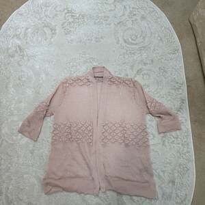 Light Pink Open Knit Open Front Cardigan M‎